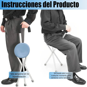 BASTÓN ASIENTO PLEGABLE MULTIFUNCIONAL